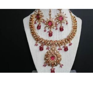 Indian bridal kundan necklace set with antique work-NEW